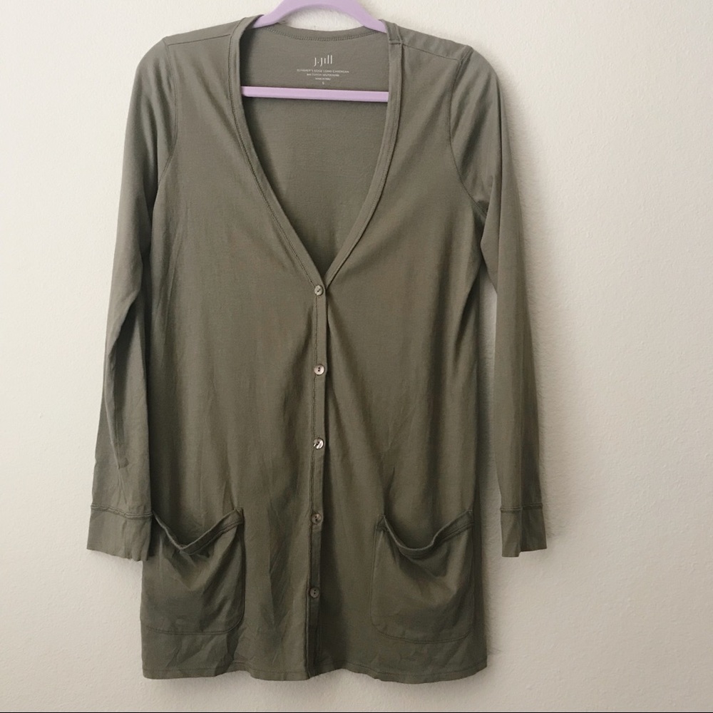 J Jill Olive Green Cardigan Small